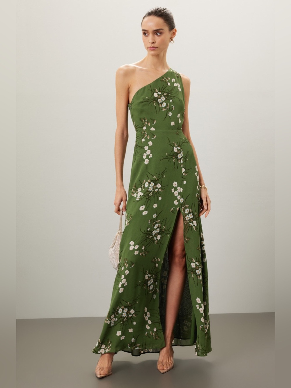 Reformation Evelyn Floral Maxi Dress in Green Floral 6 - Picture 1 of 7